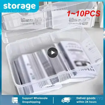  1 ~ 10PCS Най-продавана прозрачна пластмасова кутия за съхранение Ясна квадратна многофункционална витрина Пластмасови кутии за съхранение на бижута