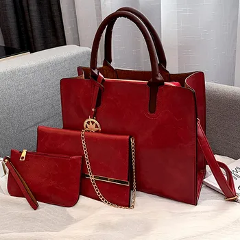 Луксозна чанта от три части жени 3бр/комплект свободно време кожени чанти за рамо мода чанта пратеник чанта дами голяма пазарска чанта
