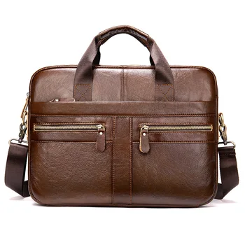 Трансгранични мъжки куфарчета, мъжки чанти от естествена кожа, бизнес чанти, 14 инчови чанти за компютри, мъжки ръчни еднораменни