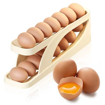 Автоматично превъртане яйце багажник притежателя кутия за съхранение яйце кошница контейнер организатор ролдаун хладилник яйце дозатор за кухня