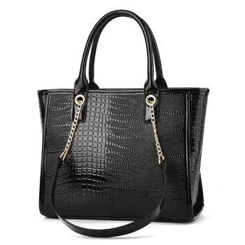 Дамска чанта Нова 2023 Мода Лъскава кожа Дамска чанта Верига Едно рамо Crossbody чанта Дамска ръчна голяма чанта