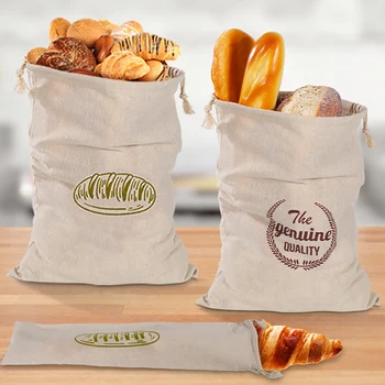 Ленен хляб чанта за многократна употреба Baguette памук шнур чанта за съхранение хляб домашно приготвен хляб пресни екологично водене за багета