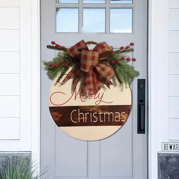 Весела Коледа Добре дошли знак за входна врата висящи дървени знак за добре дошли Коледни стенни маси за хол с шкафове