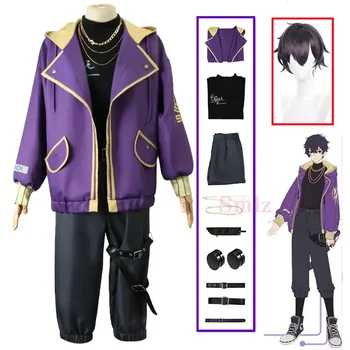 Shoto Shxtou Cosplay аниме VTuber косплей костюм мъже фантазия парти костюм перука обувки лилаво яке Хелоуин карнавал униформа