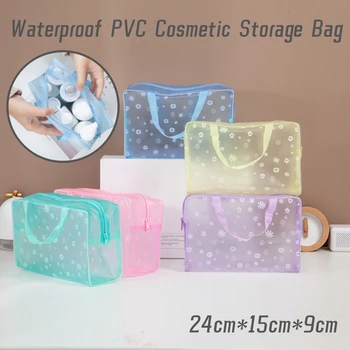 5 цвят водоустойчив PVC козметична чанта за съхранение жени прозрачен организатор за грим торбичка компресия пътуване чанти за баня
