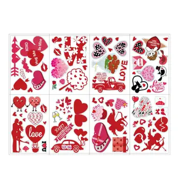 8x Романтичен прозорец за Свети Валентин прилепва стикери сърце любов писма торти ects декорации самозалепващи ваденки за валентинки