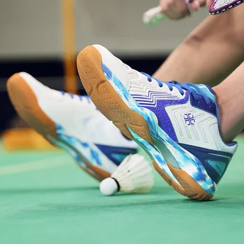2023 Нови професионални обувки за тенис на маса Мъже Жени Антихлъзгащи бадминтони за двойки Синя червена светлина Тегло бадминтон маратонки