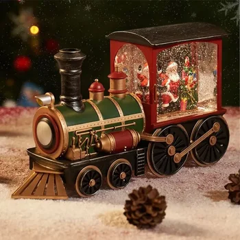 2024 Дядо Коледа снежен човек коледен подарък Бъдни вечер музикална кутия влак кристална топка орнаменти Начало Коледна украса за маса