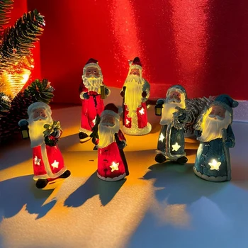 Нова малка нощна светлина Дядо Коледа декорация смола занаяти творчески дом десктоп декорация подарък трайни лесно инсталиране
