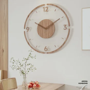 35cm часовник стена нов масивна дървесина творчески ням скандинавски минималистичен масивна дървесина творчески тих кварцов часовник стена
