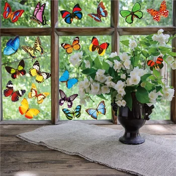 Butterfly стъкло стикер двустранен цветен печат самозалепващи PVC хол декорация графити статичен прозорец стикер