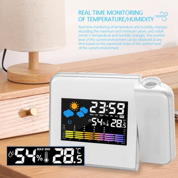 Прожекционен часовник Цифров LED проектор с нощна подсветка за домашна всекидневна спалня бюро маса термометър хигрометър