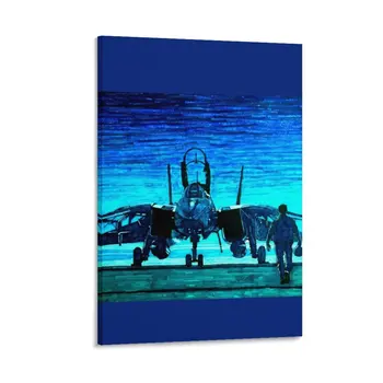 Moonlight Mission-Пилот на изтребител F14 Tomcat ходи до самолета си Платно Живопис стикери & плакати Декорация