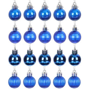 24Pcs коледно дърво нечупливи коледни дрънкулки дърво орнаменти синьо висящи топки за зимни празници фестивали парти
