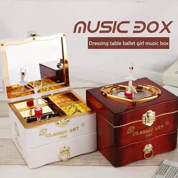 Класически въртящ се танцьор Балерина пиано музикална кутия Часовников механизъм пластмасова кутия за бижута момичета ръка манивела музикален механизъм Коледен подарък
