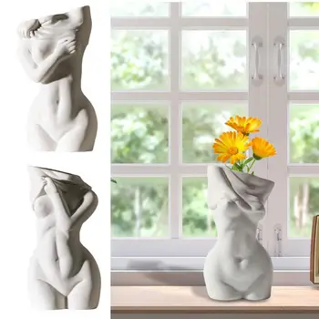  Бяла жена тяло ваза керамични женски модел за декорация на дома стая многофункционален естетически стая декор цвете саксия писалка канцеларски материали