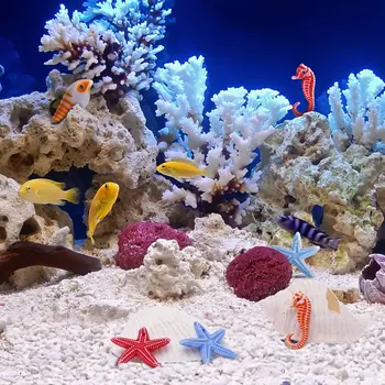 48pcs Мини морски животни декорации микро пейзаж орнаменти смола морски животни декор конч средиземноморски декор (случаен цвят)