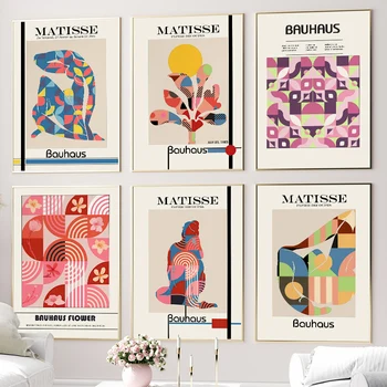Баухаус Цветя Matisse Цветни Блок Герои Стена Арт Платно Живопис Скандинавски плакати и отпечатъци Картини за стена за хол