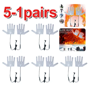 5-1Pair USB отопляеми подложки за ръкавици Електрически отопляеми зимни ръчни топли нагревателни ръкавици лист топлина запазване за мотоциклет ски