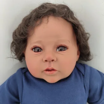 20inch Вече боядисана завършена преродена кукла Черна реалистична мека докосваща бебешка кукла 3D кожа видими вени