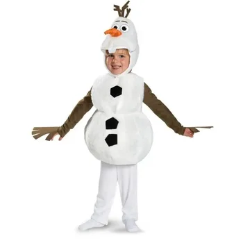 Удобен делукс плюшен очарователен детски костюм за Хелоуин за малки деца любим анимационен филм снежен човек Олаф парти рокля-нагоре