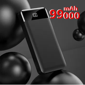 99000mAh Преносимо зареждане Power Bank Бързо зареждане Power Bank с 2.1A външна батерия за iPhone 12 14Pro Xiaomi Huawei