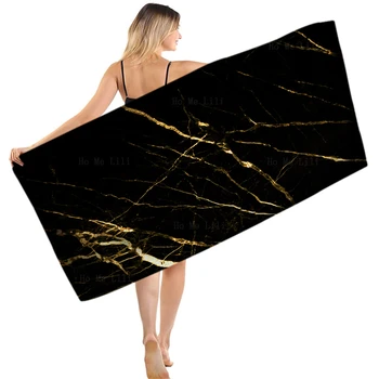 Златна пукнатина черен мрамор текстура модел модерен абстрактно изкуство вратовръзка боя хладно уникален бързо сушене кърпа
