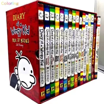 16 Книги / комплект Дневникът на един дръндьо Книги 1-16, Комикс роман Деца Ежедневно четене Книга Подарък Кутия Комплект, за Reader Възраст 6-12