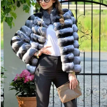 нова марка Истинско кожено палто за жени Зимно кожено яке Късо тънко мода Ежедневни парки Истински палта от заешка кожа