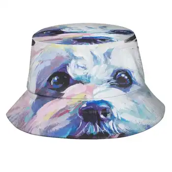 Fun Cavachon Dog Bright Colorful Pop Art Унисекс Рибарски шапки Шапка Cavachon Cavalier Bichon Mix Little White Dog Mix Dog Lover