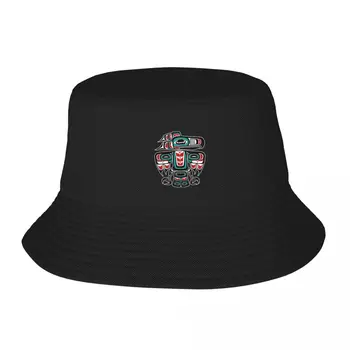 Haida Tlingit Native Raven Totem Bucket Hat Beach Bag Designer Hat Hat Luxury Brand Caps For Men Women's
