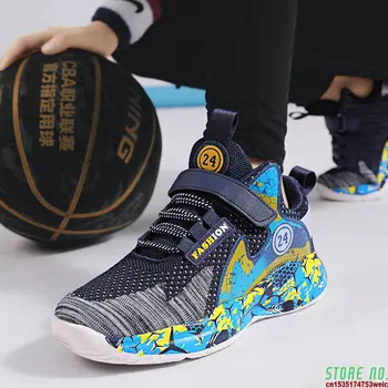 Размер 30-40 Деца Момчета Марка Баскетболни обувки Детски маратонки Неплъзгащи се спортни обувки Детски баскетболен треньор