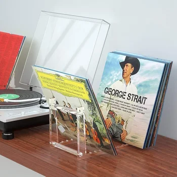 Clear Vinyl Record Stand Holder for Desktop Album Storage Acrylic Vinyl Record Shelf Display