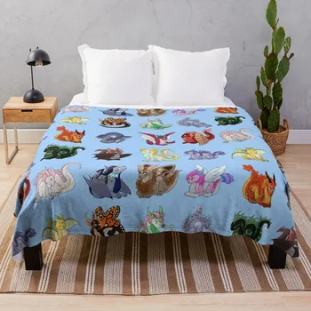 Full Dragon Pattern (Сини vers.) Хвърли одеяло многофункционални коледни подаръци лято легла легло каре одеяла