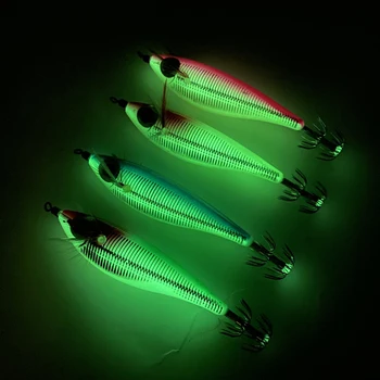 Светещи примамки за риболов 10см 10g Калмари Jig кука стръв флуоресцентни растат в тъмното симулация Аксесоари за риболов в солена вода