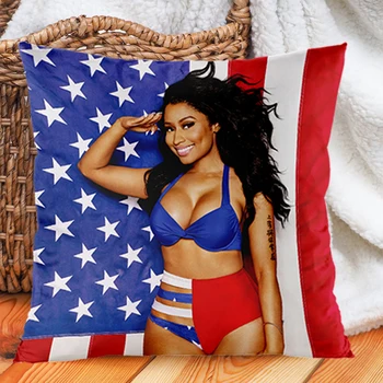 Nicki Minaj Flag Cushion Cover Sexy Rap Music Singer Star Throw Pillows Hippie Pillow Case Всекидневна Разтегателен диван Декоративен