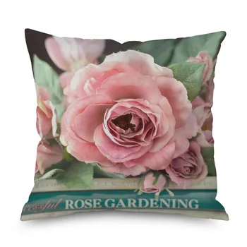 Романтичен цвете хвърлят възглавница случай роза Айфеловата кула възглавница покрива за дома диван стол декоративни възглавница