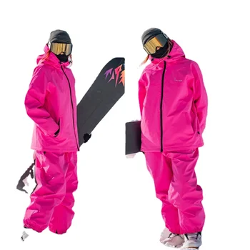 2024 Зимен извънгабаритен женски ски костюм Дамски сноуборд комплект Женски открит снежен костюм Водоустойчив ветроупорен комплект якета за ски