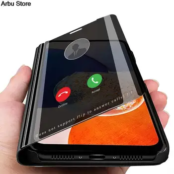 За Samsung Galaxy A14 4G Case Mirror Smart Leather Flip Cover SamsungA14 5G Sumsung A 14 14A 6.6'' Магнитна скоба за книга Coque