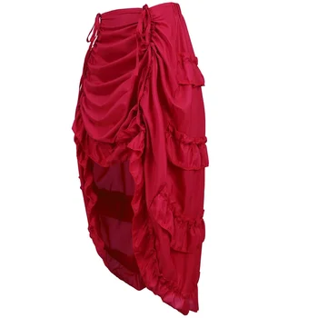Дамска пола мода секси тънък дълъг висок нисък ширинг плисиран корсет бюстие с поли Steampunk готически пънк реколта плюс размер