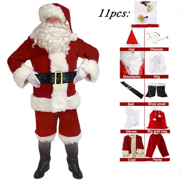 2022 Дядо Коледа косплей костюм Коледа Нова година Мъжки костюми Делукс класически комплект за възрастни Карнавално парти ролеви костюми