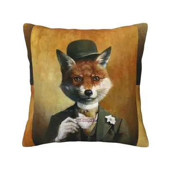 Teatime Г-н Фокс спалня офис прегръдка калъфка червена лисица лисици лисица в костюм реколта лисица teatime чаша чай бомбе шапка джентълмен лисица
