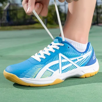 Размер 35-46 Пролет синьо марка мъжки тенис обувки леки професионални бадминтон обувки дишаща нехлъзгащи се жени волейбол обувки мъже