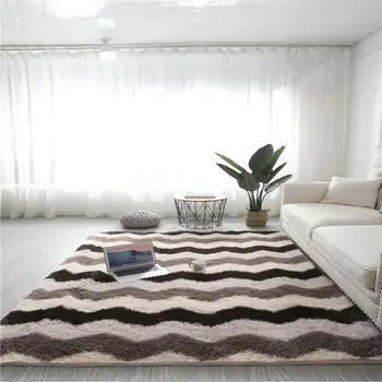 Дълги плюшени големи килими за холни килими против хлъзгане Square Home Decor Mat Удобни трайни сгъстяващи пухкави килими