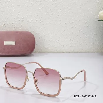 2023 Летни модни полурамки слънчеви очила за жени Дизайнер на марката Луксозни градиентни лещи слънчеви очила Калъф за очила