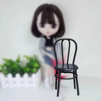 Метални мини мебели модел подарък 1:24 Dollhouse стол кукла къща аксесоари миниатюрни стол кухненски мебели
