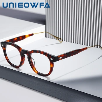 UNIEOWFA Кръгли диоптрични очила Мъже Мултифокални прогресивни очила Мъжки оптични очила с високо късогледство Ретро ацетат 2023