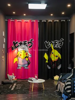 Сладко аниме Pokemons Pikachus завеса Kuromi печат мека трапезария спалня затъмнение завеси студент общежитие кухненски консумативи