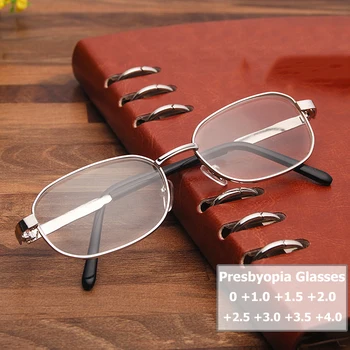 Анти синя светлина Блокиране на очилата за четене Мъже Жени Бизнес Квадратна метална рамка Пресбиопични очила Лещи Очила 0 До +4.0