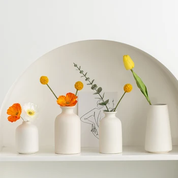 Nordic класически бутилка вази за цветя проста керамична саксия елегантен домашен офис вход трапезария маса декорация сватбени подаръци ваза